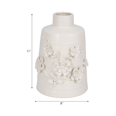 11 Floral Vase, White