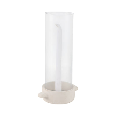 13x7 Terracotta Hurricane Taper Holder, White