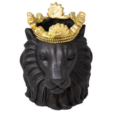 RESIN 9 LION W/ CROWN, BLACK