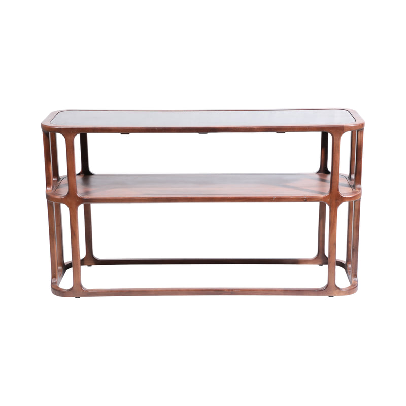 54 Stefan Wood And Marble Console Table, Brwn/blk