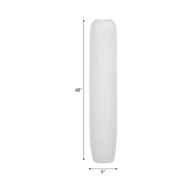 48 Rough Cylinder Floor Vase, White