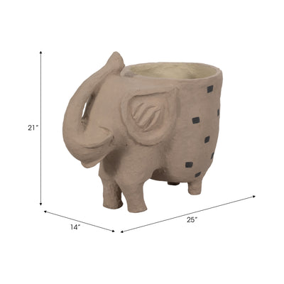 25 Paper Mache Elephant Planter, Ivory