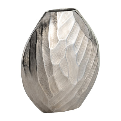 ALUMINUM 11H HAMMERED VASE, SILVER