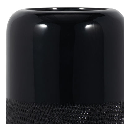 CER, 12H GROOVED VASE, BLACK