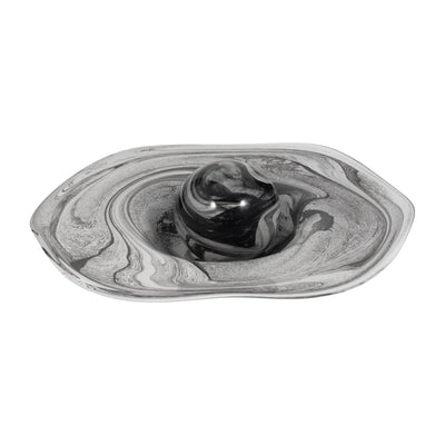 21 KATRINA GRAY SWIRL GLASS CHARGER PLATE