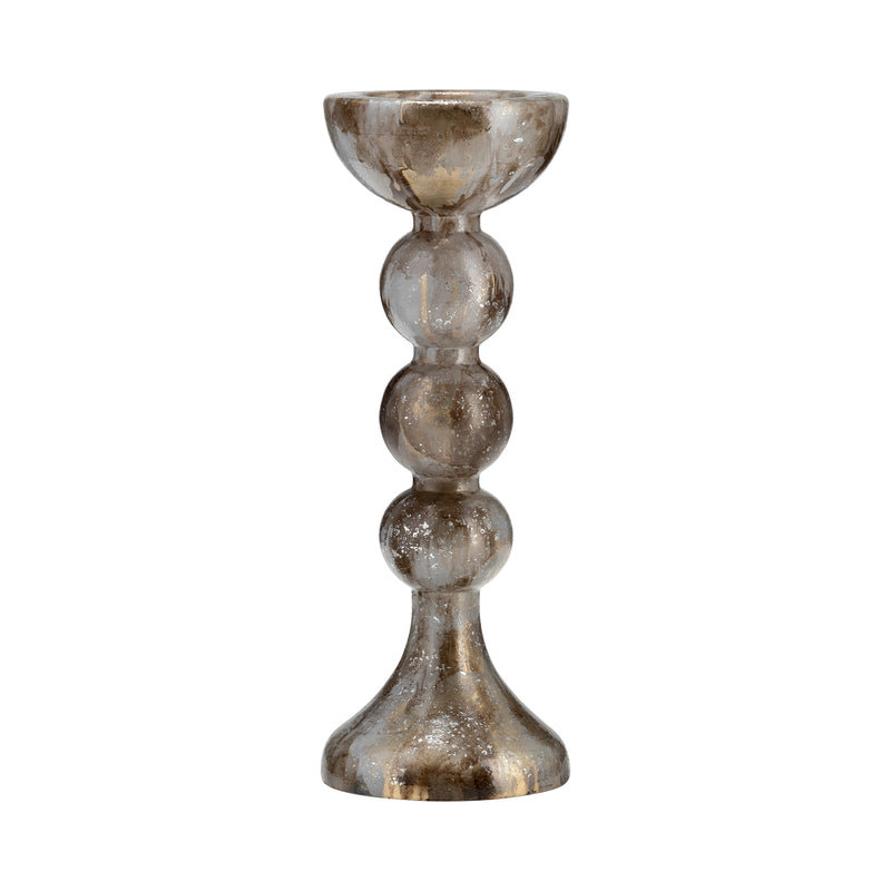 GLASS, 15H, BUBBLY CANDLE HOLDER, BROWN