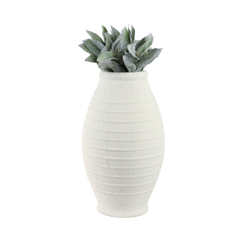 20 Rope Ribbed Terracotta Vase, White