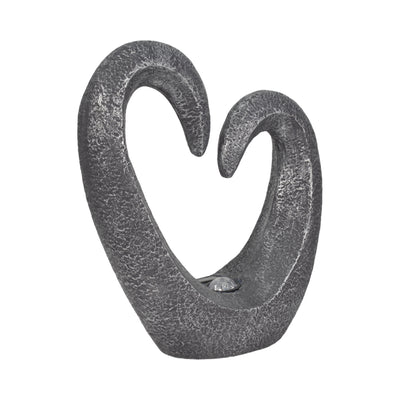 19 Heart Statue With Solar, Dark Grey