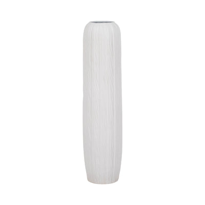 32 Rough Cylinder Floor Vase, White