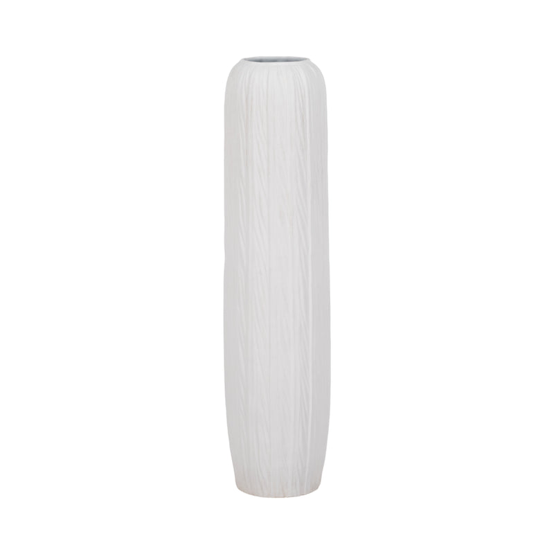 32 Rough Cylinder Floor Vase, White