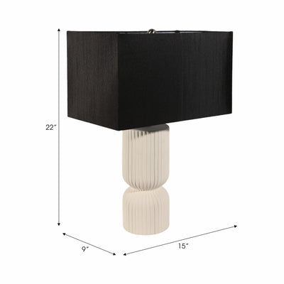 22 Fluted Cylinder Table Lamp, White/black