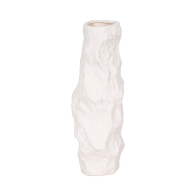 17 Jagged Textured Vase, White