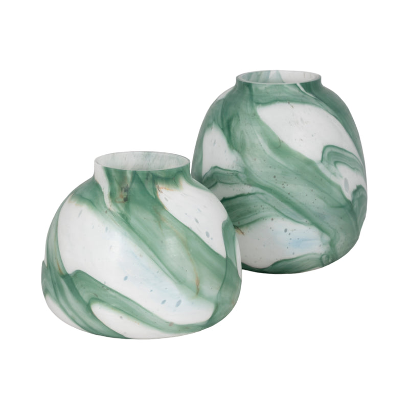 9 Ebb & Flow Vase, Green/clear