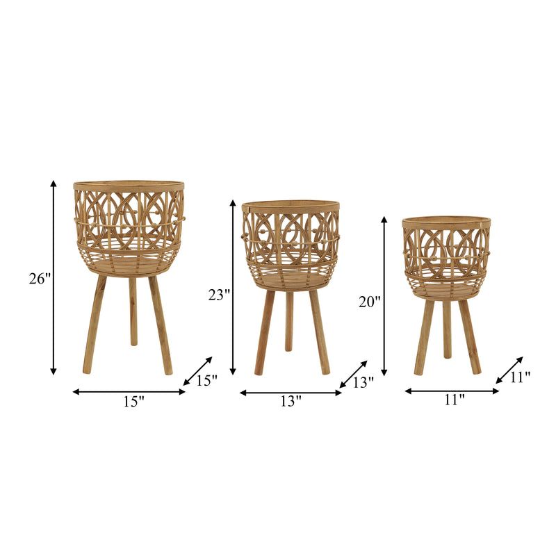 S/3 BAMBOO PLANTERS 11/13/15 NATURAL