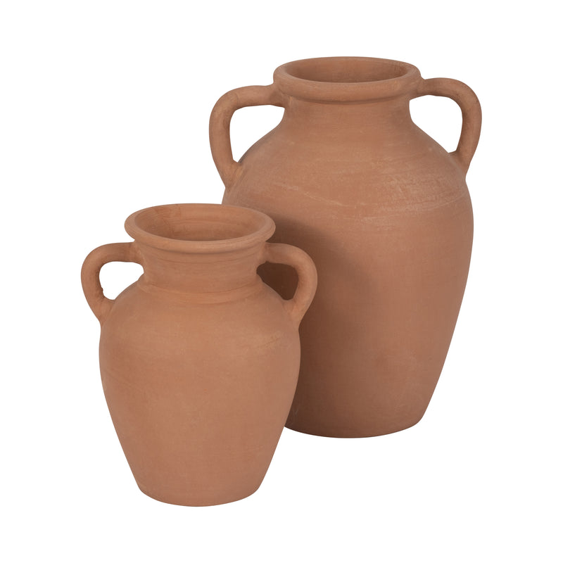 TERRACOTTA, 9 VASE WITH HANDLES, NATURAL