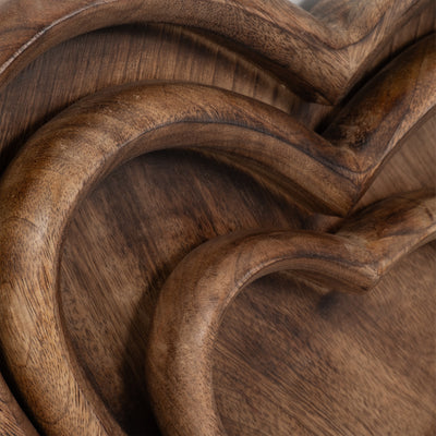 WOOD, S/3 7/11/14 HEART TRAYS, DARK BROWN