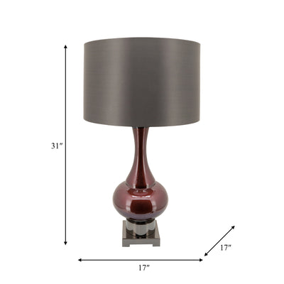 Glass 31 Genie Bottle Table Lamp, Burgundy