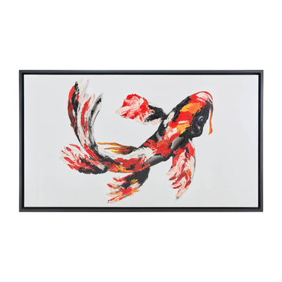 59X35, Hand Painted Koi Fish, Red/Blk