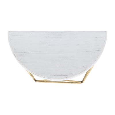 WOOD / METAL 16 L DEMILUNE WALL SHELF, WHITE