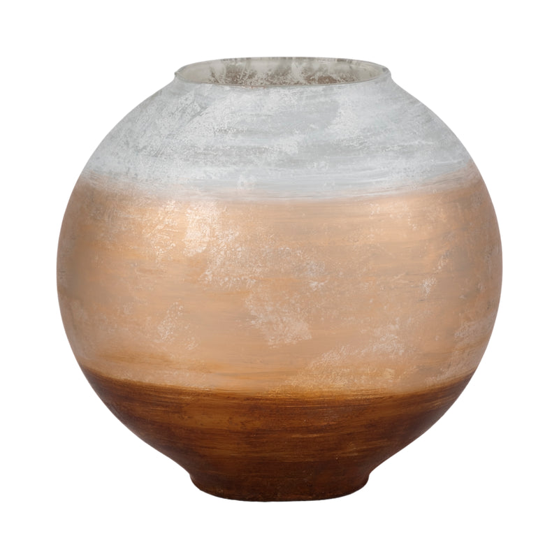 13 Gold Ombre Round Vase, White/gold