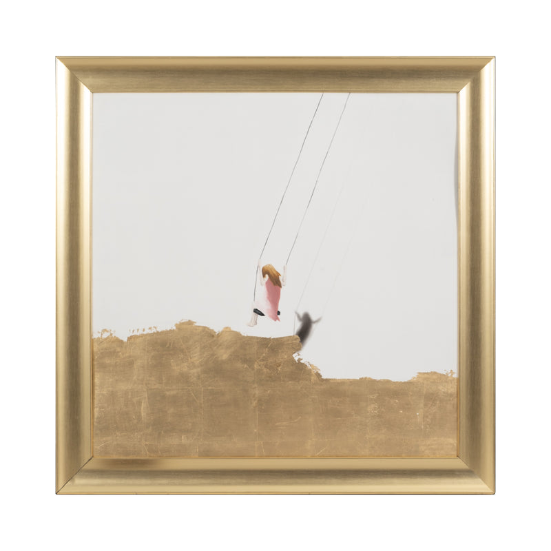 47x47 Hand Painted Swing Set, Gold/white