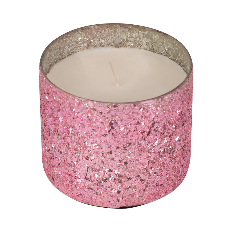 Glass, 5 26 Oz Crackled Scented Candle, Pink