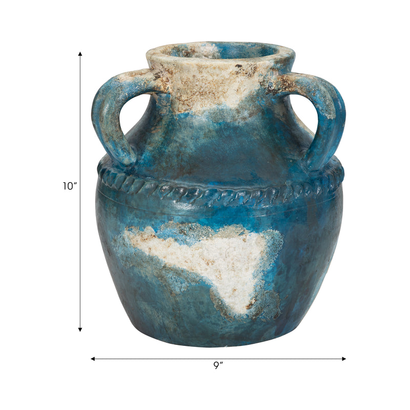 Terracotta, 10 Triple Handle Jug, Blue/ivory