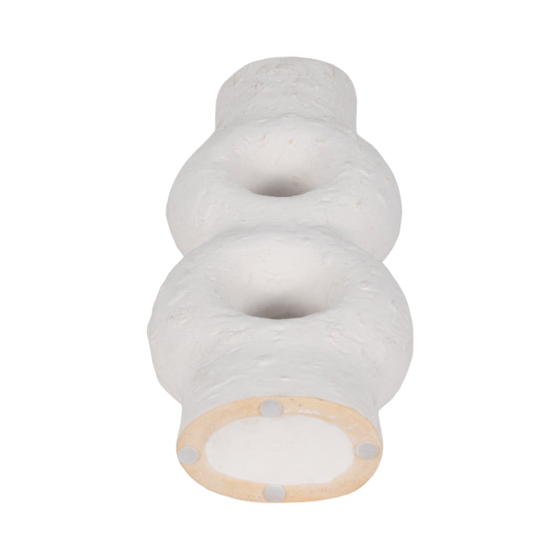 Cer, 13 Textured Stacked Circles Vase, White