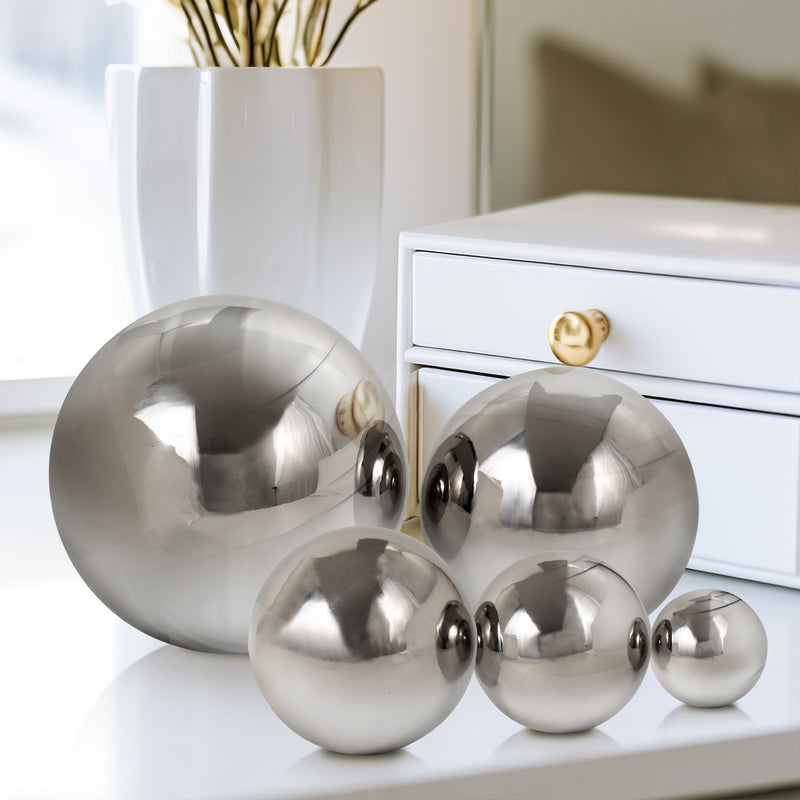 S/5 2/3/4/5/6 ADAGIO STEEL SPHERES DECO BALLS,