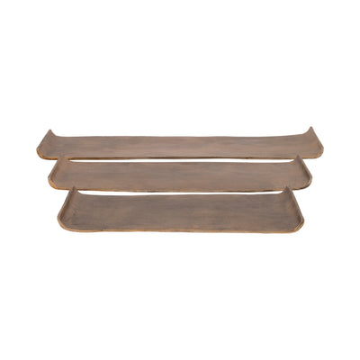 S/3 20/24/30 Rectangular Curled Trays, Antiqued G