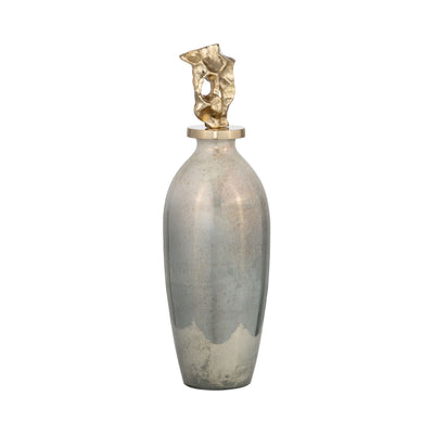 GLASS, 16H METAL VASE TRIBAL TOPPER,  GOLD