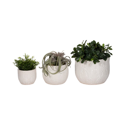 S/3 6/9/11 Fleur Planters, White