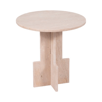 18 Travertine Accent Table Kd, Tan