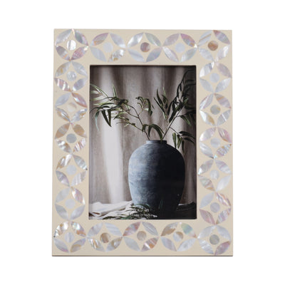 5x7 Mother Of Pearl Photo Frame, Ivory