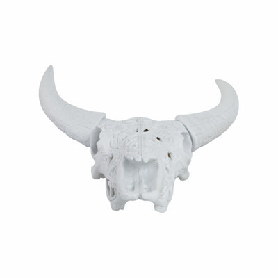 Carved White Bull Skull 17.75 Kd