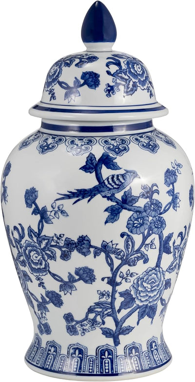 18 TEMPLE JAR BIRD/FLOWER, BLUE