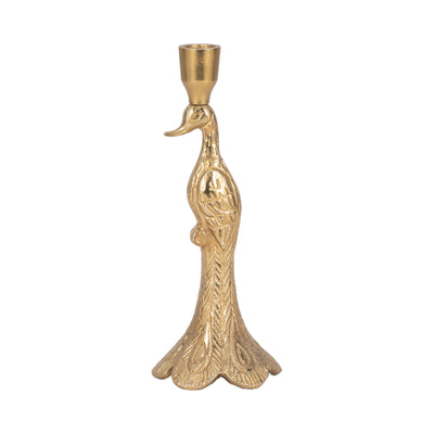 10 Peacock Taper Candle Holder, Gold