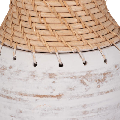 CLAY, 11 VASE WITH WOVEN TOP, WHITE/NATURAL