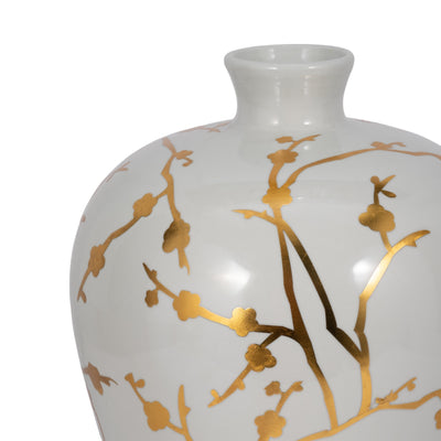 Cer 15H, Vase W/ Gold Decal, White