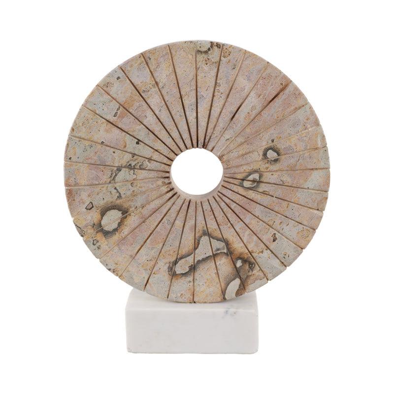 12 Pompano Beige Marble Disk Statuary