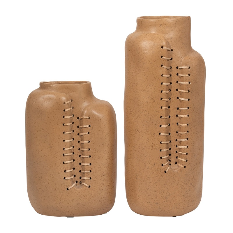 Ecomix, 18 Stitched Up Vase, Terracotta