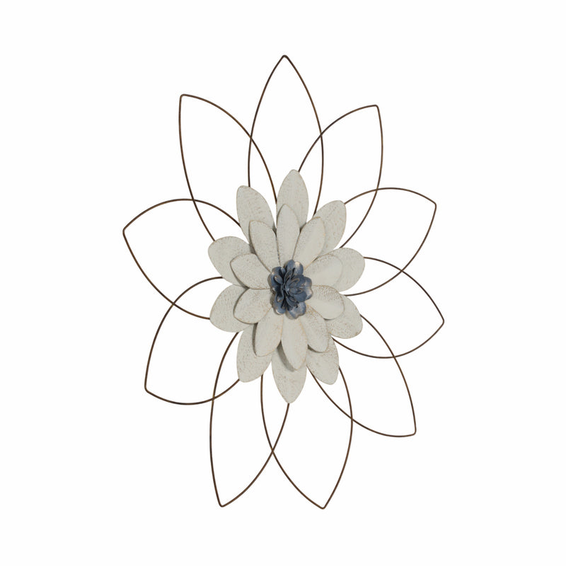 METAL 25 WALL FLOWER, WHITE/BLUE, WB