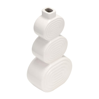 CER, 12 STACKED CIRCLES VASE, WHITE