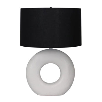 26 Textured Round Open Cut-out Table Lamp, White