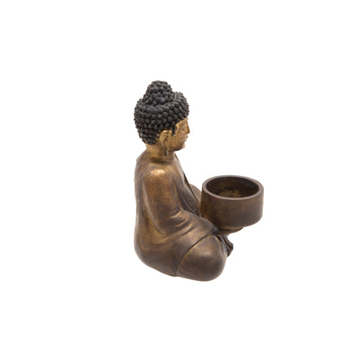 Resin Sitting Buddha Tealight, Copper