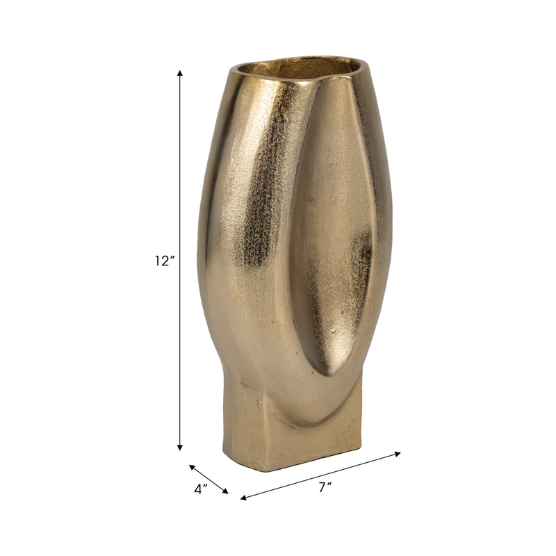 12 Nadia Metal Oval Vase, Gold