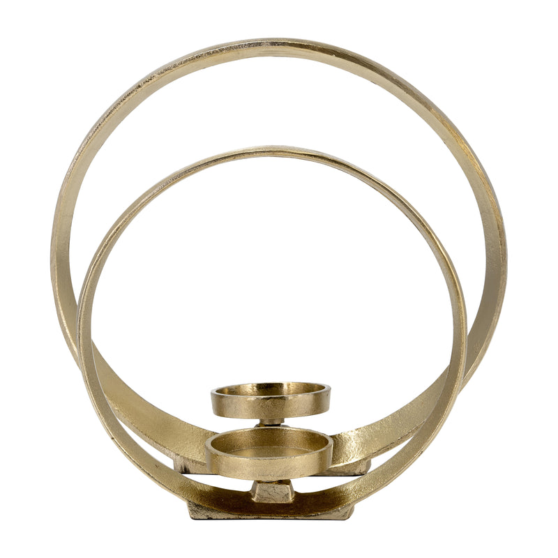 METAL,S/2 10/13H, RING SHAPE CANDLE HOLDER,GOLD