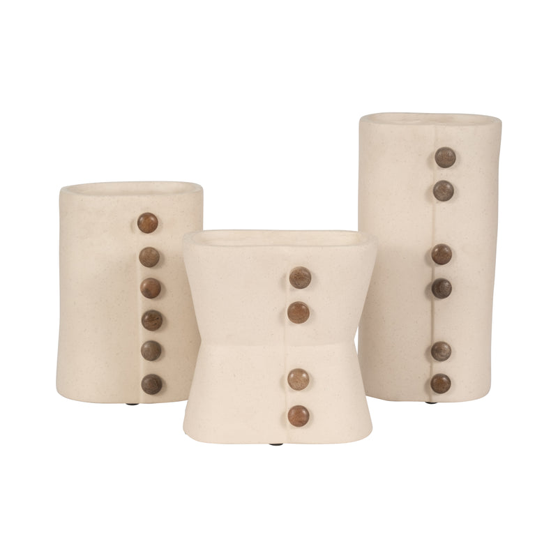 ECOMIX, 9 BUTTON VASE, IVORY