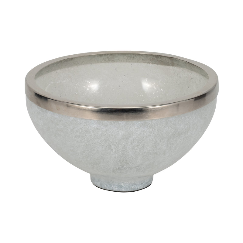 GLASS,10,BOWL W/RING DECO,WHITE