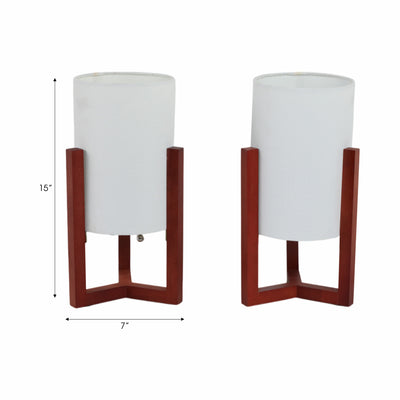 Wood,s/2,15h,cylnder Tripod Tbl Lamps,cherry/wht